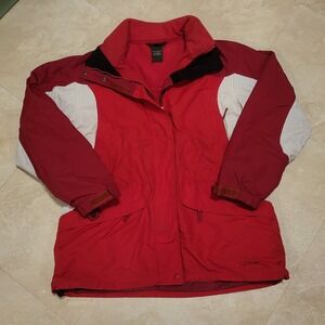 LL Bean Womens L Large 3 in 1 Fleece Lined Red Ski Winter Jacket Coat‎